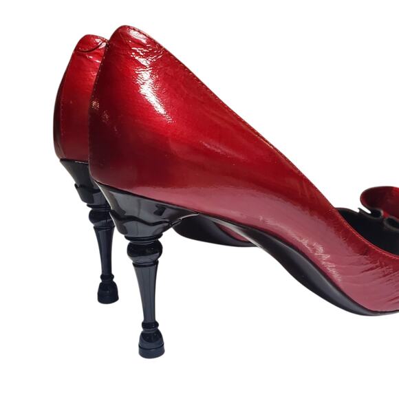 Celine Vampy Pumps Goth Pin-Up Red Patent Leather Black Carved Heel - 36.5 IT - Picture 2 of 11